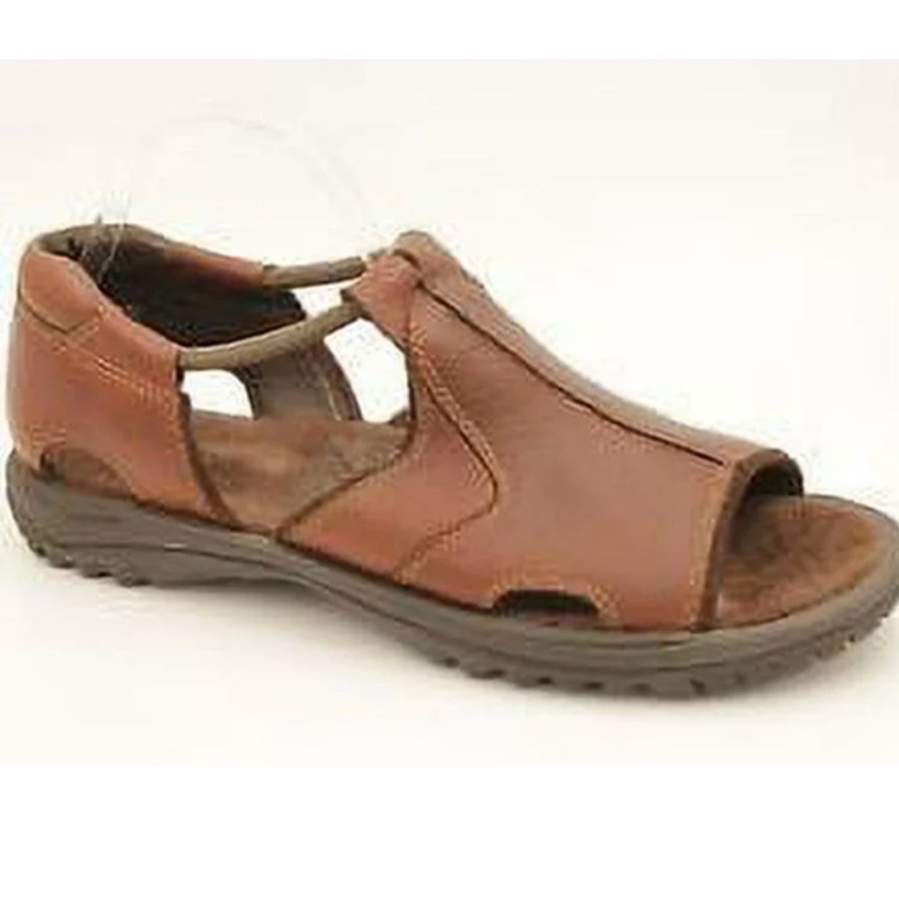 TEVA womens brown leather peasant / rope sandal